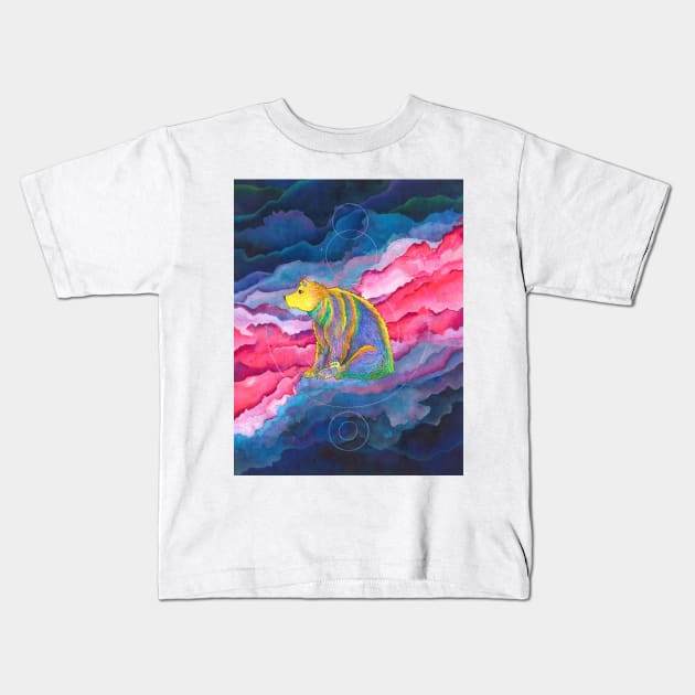 Cosmic trippy rainbow bear astral projection inspired Kids T-Shirt by fun chaos amy